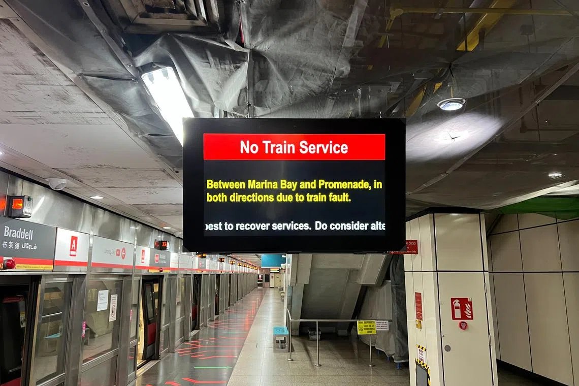 No MRT service between Marina Bay and Promenade stations on Circle Line due to train fault: SMRT ...