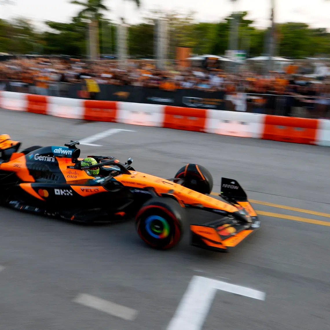 Formula One F1 - McLaren Racing Showrun event ahead of Miami Grand Prix - Regatta Harbour Park, Miami, Florida, United States - April 29, 2026 The MCL60 is driven by Lando Norris during the event REUTERS/Marco Bello
