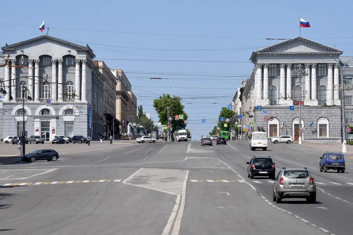 The central street in Kursk, Russia, on May 28, 2023. The city is only about 90km from Russia’s border with Ukraine.