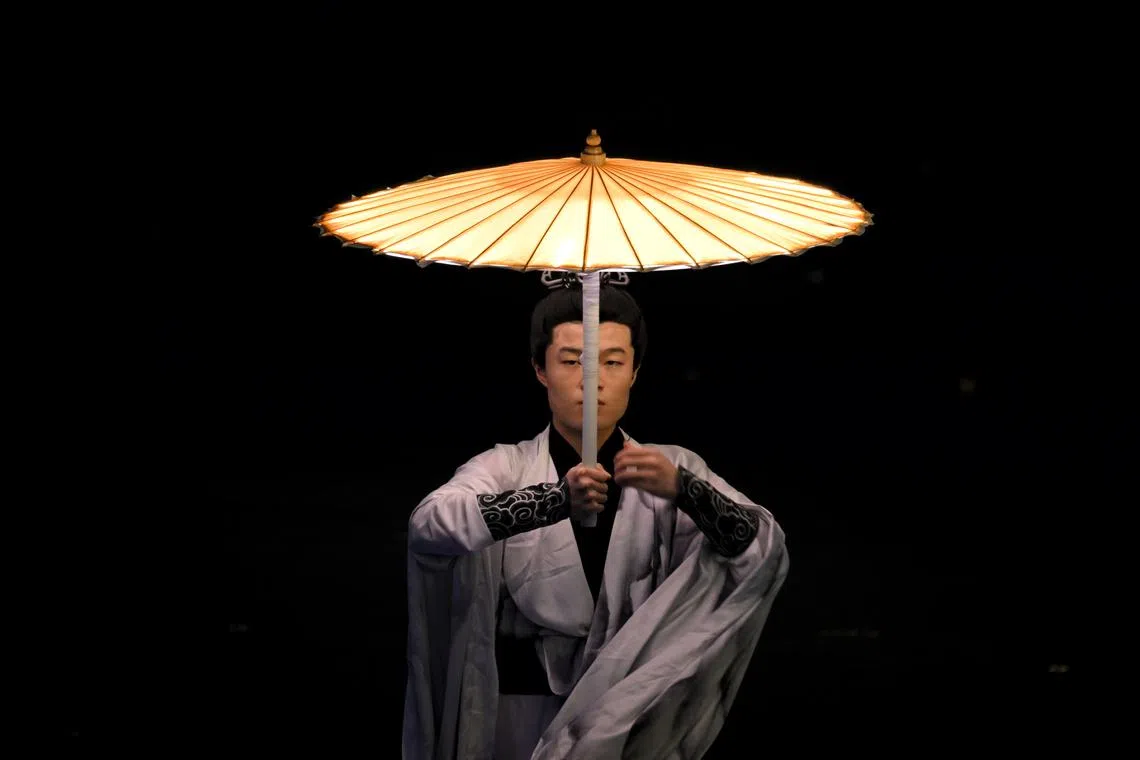 A performer is seen during the opening ceremony of the 19th Asian Games held at the Hangzhou Olympic Sports Center Stadium on Sept 23.