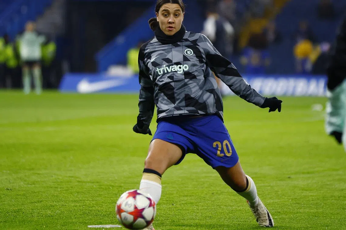Soccer Football - Women's Champions League - Group D - Chelsea v BK Hacken - Stamford Bridge, London, Britain - December 14, 2023 Chelsea's Sam Kerr during the warm up before the match Action Images via Reuters/John Sibley/File Photo