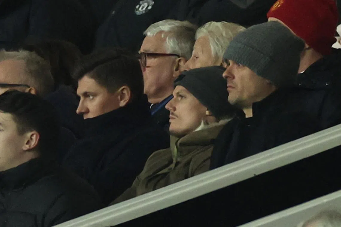New Manchester United signing Marcel Sabitzer watching from the stands during the second leg of the League Cup semi-final against Nottingham Forest.
