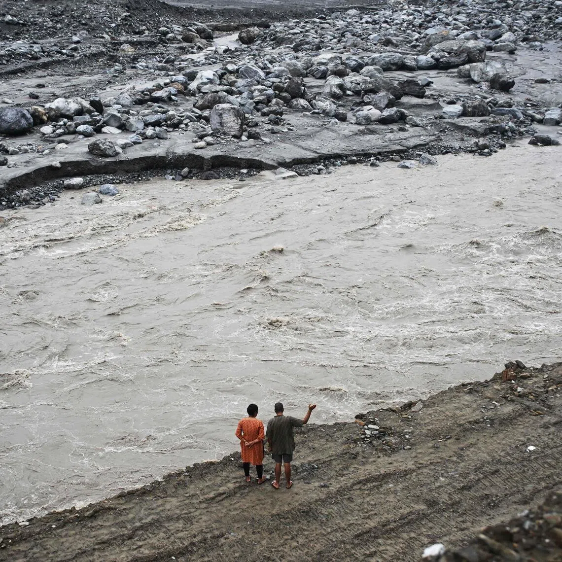 The Betrawoti Bazaar (above) was one of the areas affected by the deadly floods. Of the 58 people still missing, 41 were drivers, 15 were labourers, one was a Nepali Army personnel, and one was an engineer.