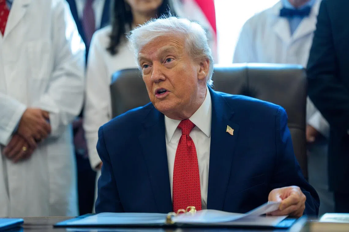 US President Donald Trump delivering remarks in the Oval Office of the White House on Dec 18.