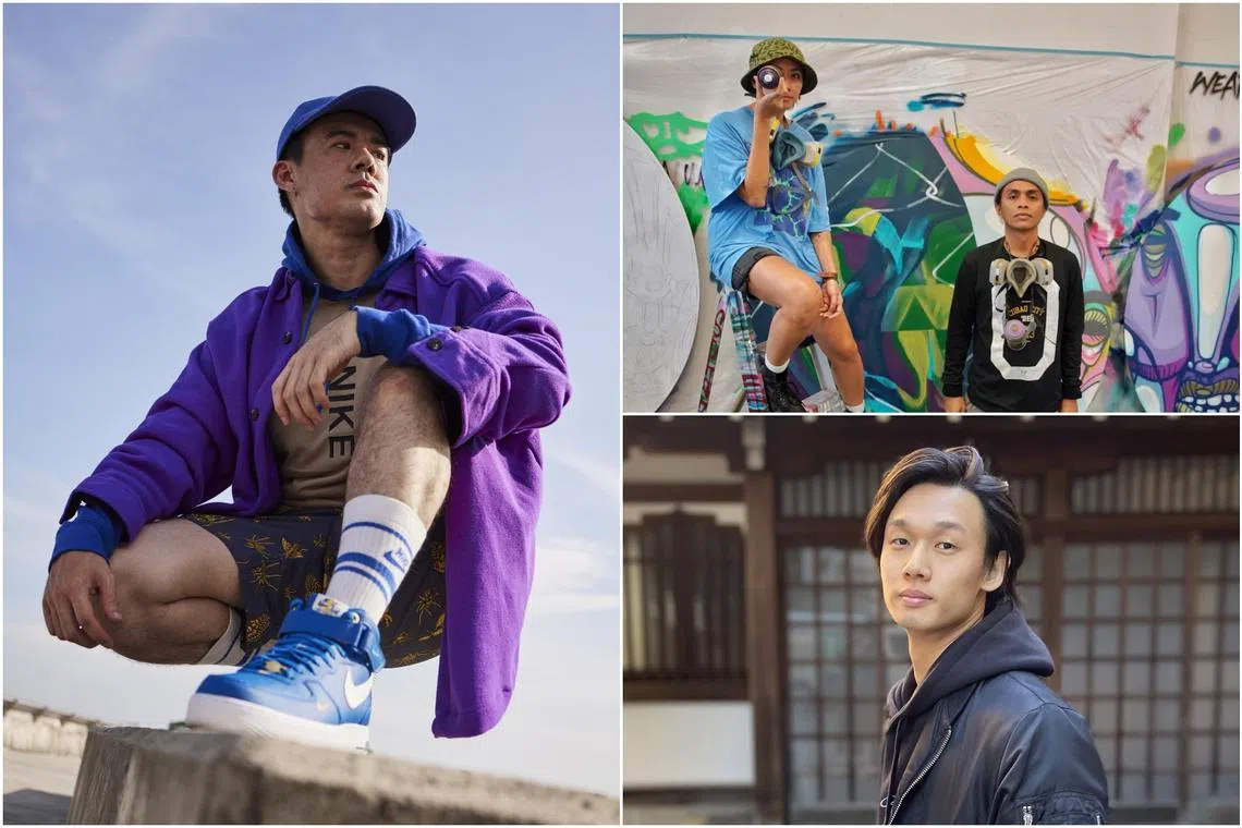 (Clockwise from left) Fashion designer Josiah Chua, urban art duo Huru Hara and founder of Aliveform Pek Shun Ping.