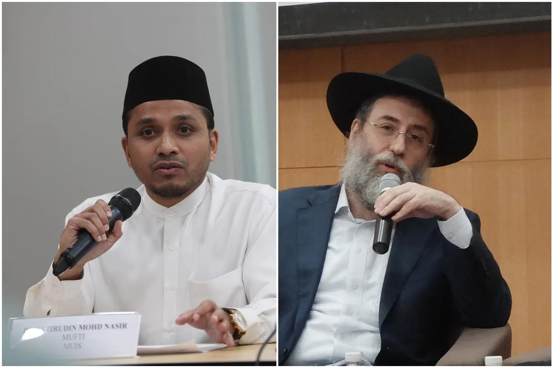 Mufti of Singapore Nazirudin Mohd Nasir (left) and Singapore's Chief Rabbi Mordechai Abergel exchanged letters in the light of the recent Israel-Hamas conflict.