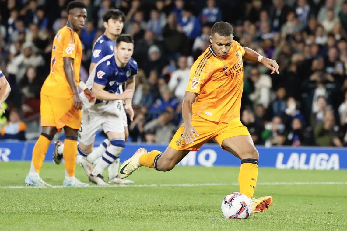 Kylian Mbappe has three Spanish La Liga goals from four games this season for Real Madrid, including two penalties.
