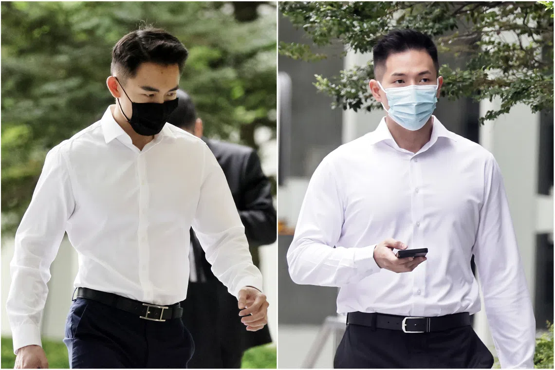 Rayson Lee Rui Sheng (left) and Tan Li Ming (right) were each convicted of one count of drug consumption in June.