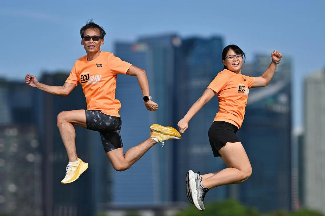 Mr Steven Chek, 63, and Ms Jaslyn Koh, 31, both plan to run the 55km ultramarathon at the Income Eco Run in June.