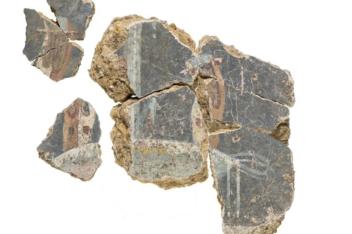 A Museum of London Archaeology photo on June 19 shows sections of bird decorations from the Roman remains.