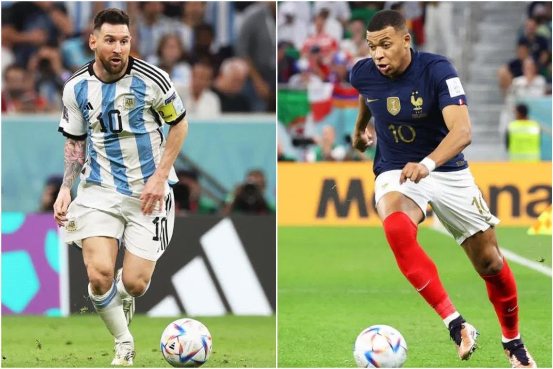 The final will be an intriguing battle between football's king Lionel Messi (left) of Argentina and his heir apparent Kylian Mbappe of France.