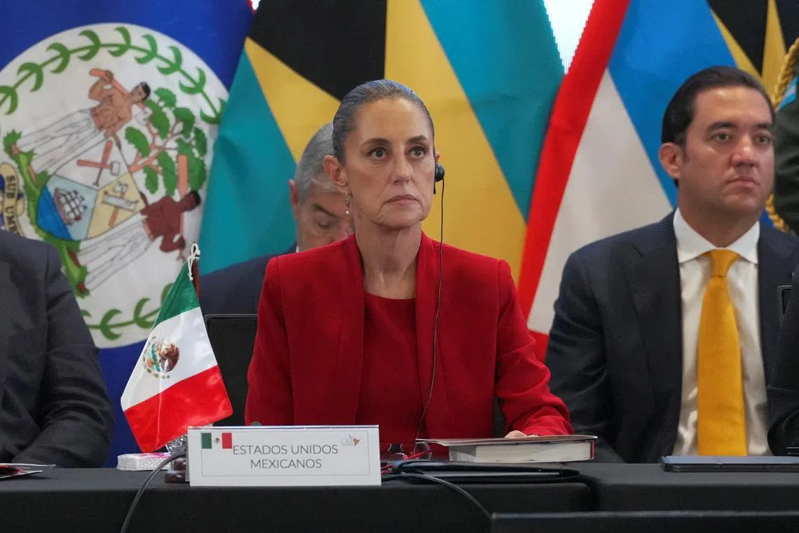 Mexico's President Claudia Sheinbaum attends the Community of Latin American and Caribbean States (CELAC) summit, in Tegucigalpa, Honduras April 9, 2025. REUTERS/Fredy Rodriguez/File Photo