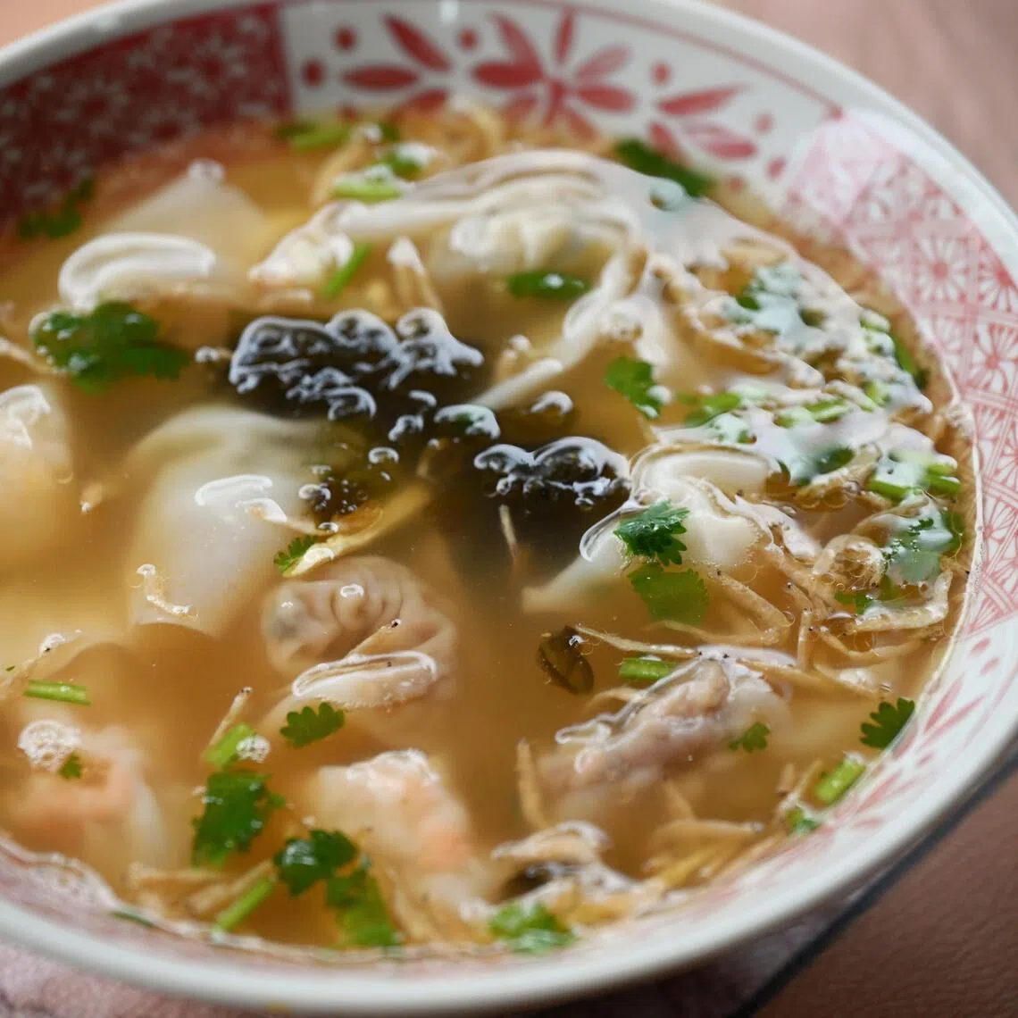The Quan Jia Fu (All In One) dumpling bowl which comprises 15 different wontons all in one bowl. at Chuxin Wonton.