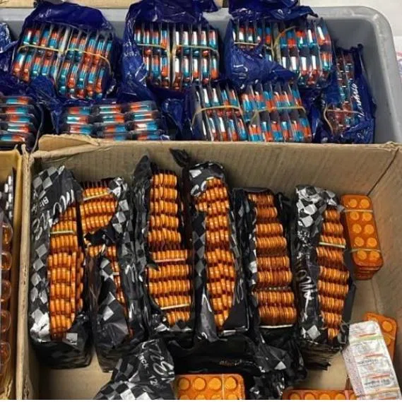 Most of the illegal products seized were cough syrups, sexual enhancement medicines and painkillers.