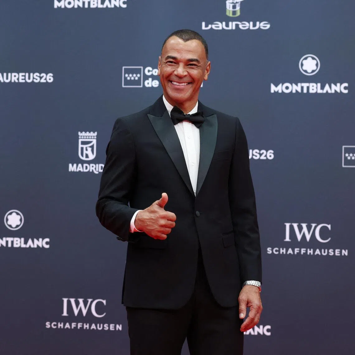 Former Brazil fullback Cafu posing on the red carpet ahead of the Laureus World Sports Awards ceremony at Palacio de Cibeles in Madrid on April 20, 2026.
