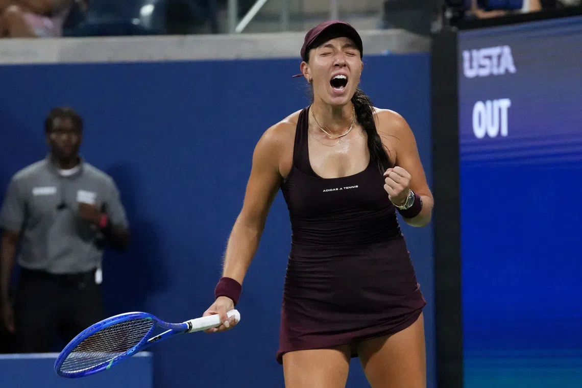 Tennis - U.S. Open - Flushing Meadows, New York, United States - September 6, 2026 Jessica Pegula of the U.S. celebrates after winning her round of 16 match against Romania's Sorana Cirstea IMAGN IMAGES via Reuters/Jerry Lai