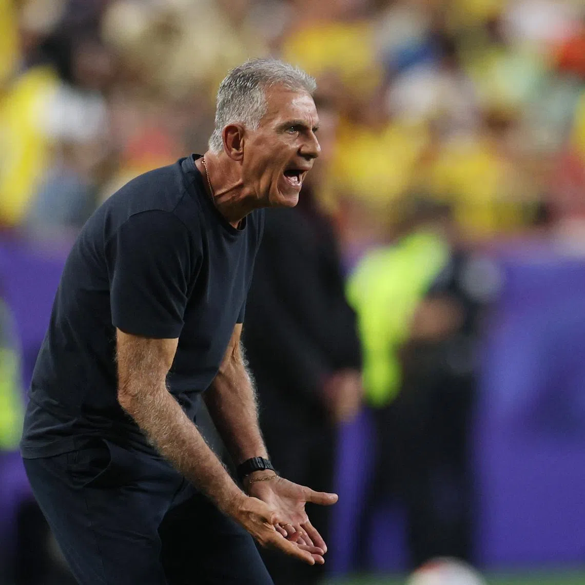 Soccer Football - FIFA World Cup 2026 - Round of 32 - Colombia v Ghana - Kansas City Stadium, Kansas City, Missouri, U.S. - July 3, 2026 Ghana coach Carlos Queiroz reacts REUTERS/Siphiwe Sibeko