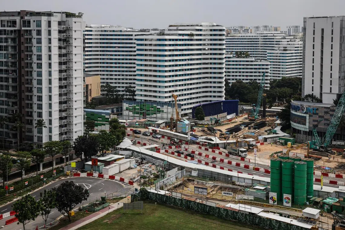 Aerial view of 308A Punggol Walk and the construction site on Aug 13.