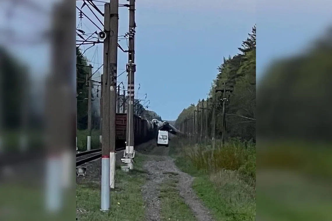 A train was derailed in Russia's western Bryansk region, which borders both Ukraine and Belarus.