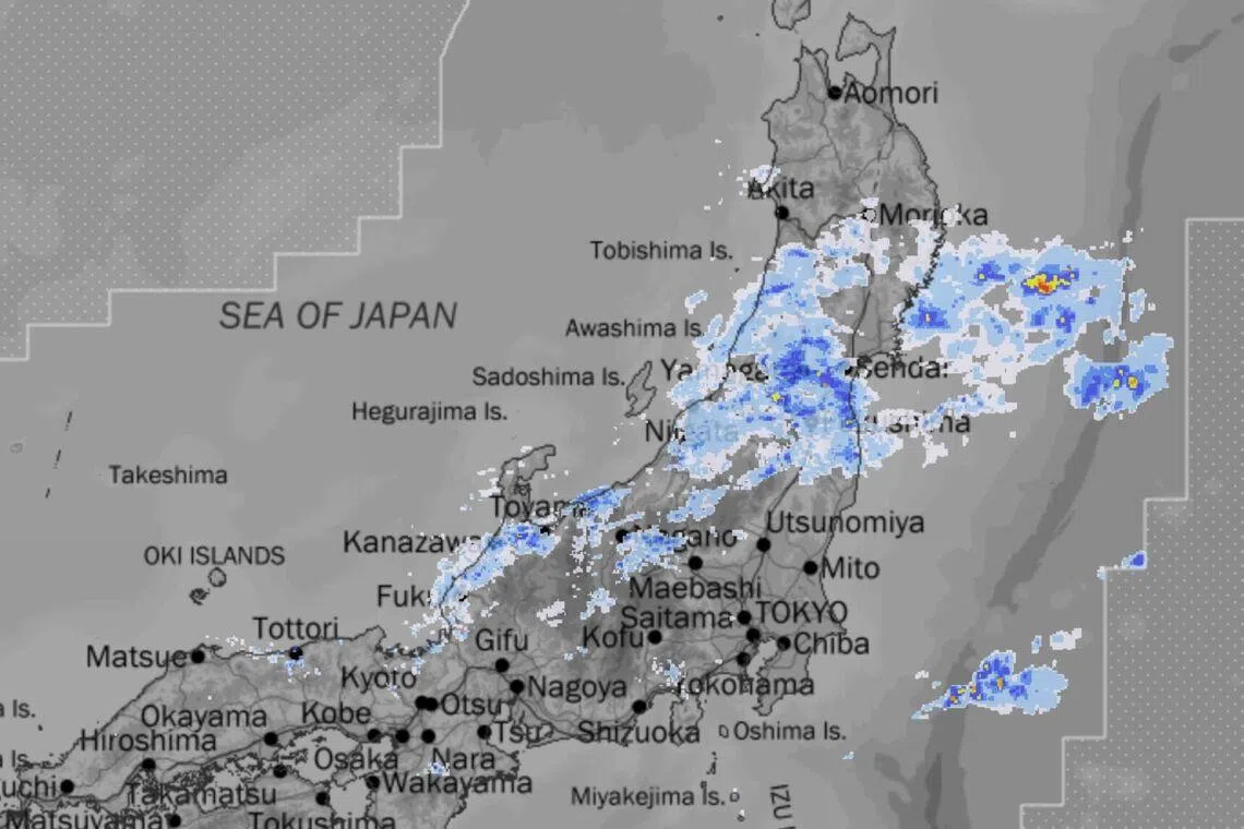 The Japan Meteorological Agency warned of landslides, flooding and rising rivers as unstable atmospheric conditions spread across western and eastern Japan.
