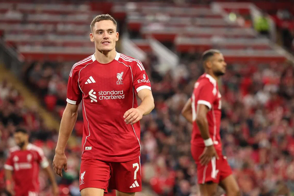 Liverpool new signing Florian Wirtz during a pre-season friendly against Athletic Bilbao.