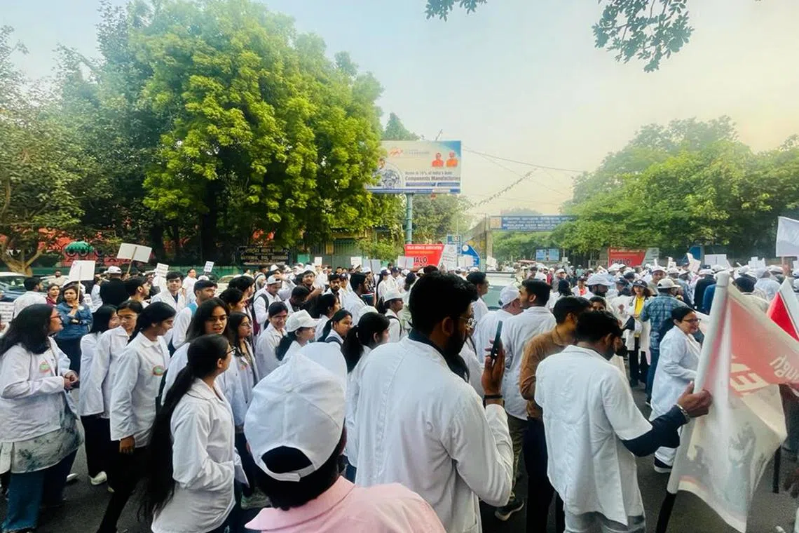 dddoctor - Rising instances of violence against healthcare workers in India prompted doctors in Delhi to march on the roads in October 2023. 

Credit: FORDA