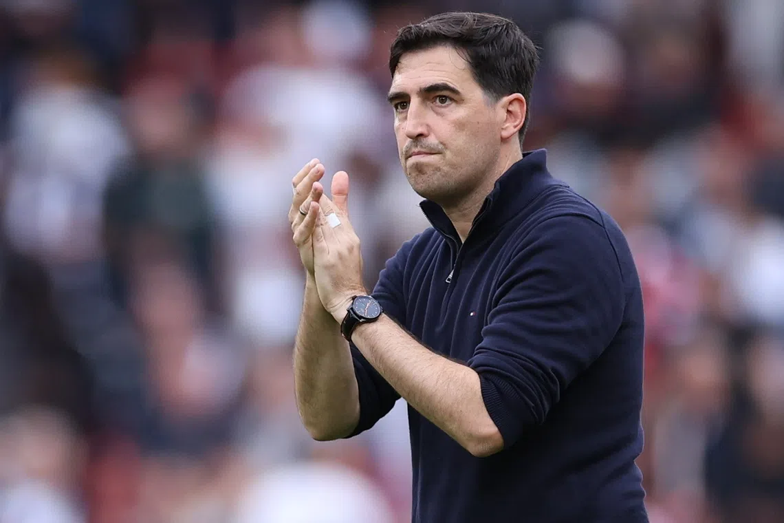 epa13234605 Liverpool's head coach Andoni Iraola greets their supporters after the English Premier League match between Liverpool FC and Fulham FC, in Liverpool, Britain, 12 September 2026.  EPA/ADAM VAUGHAN EDITORIAL USE ONLY. No use with unauthorized audio, video, data, fixture lists, club/league logos, 'live' services or NFTs. Online in-match use limited to 120 images, no video emulation. No use in betting, games or single club/league/player publications.
