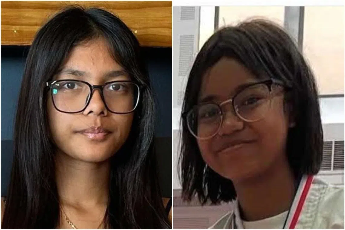 El Amrithanjali (left), 14, was wearing a wearing white blouse and light-blue skirt. Daeng Nur'adriani (right) was in a dark-blue polo top with a light-blue skirt.