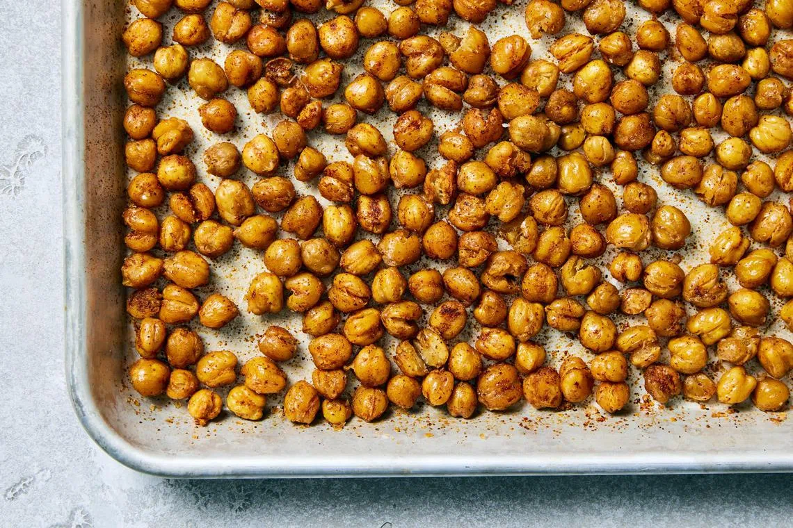 Seasoned and roasted chickpeas. 