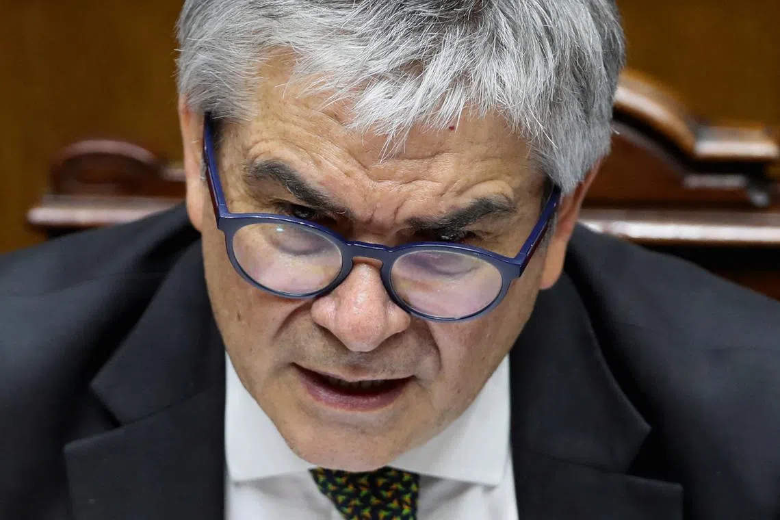 Chile's Finance Minister Mario Marcel speaks during a session at the Congress in Valparaiso, Chile November 21, 2024. REUTERS/Rodrigo Garrido/File Photo
