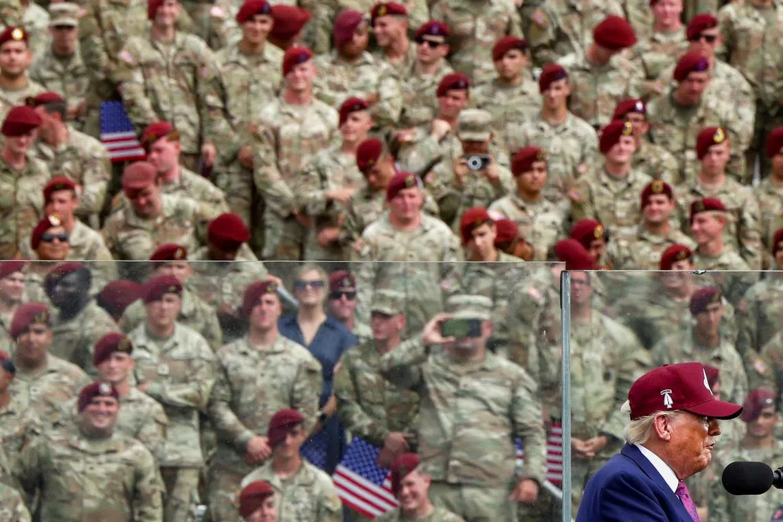 US President Donald Trump at a rally in Fort Bragg, North Carolina, in 2025.