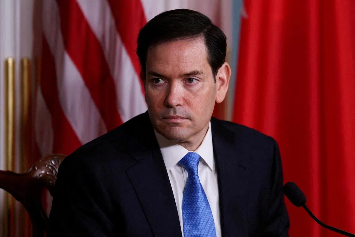 FILE PHOTO: U.S. Secretary of State Marco Rubio attends an event at the U.S. Department of State in Washington, D.C., U.S., July 16, 2025. REUTERS/Umit Bektas/File Photo