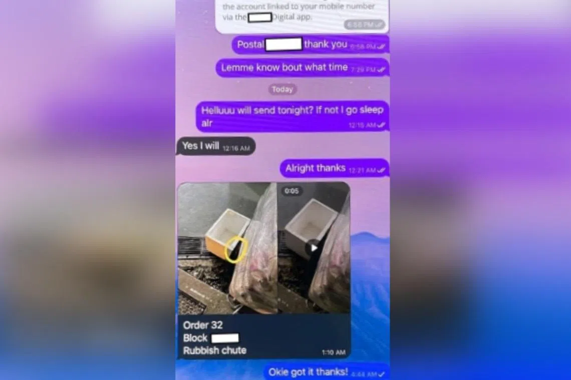 The conversation between a drug supplier and a client was uncovered during the raid by CNB on April 2.