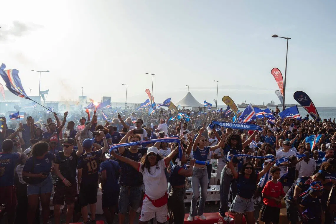 Supporters celebrate Cape Verde’s victory against Eswatini in their World Cup qualifier.