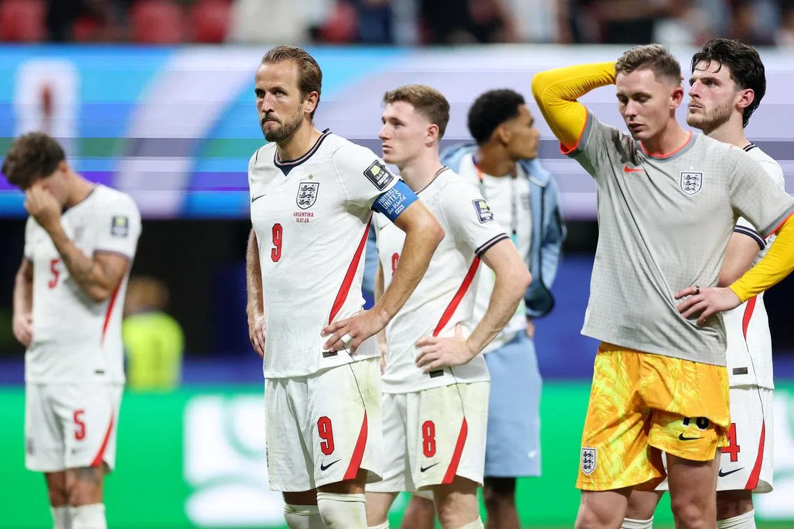 Soccer Football - FIFA World Cup 2026 - Semi Final - England v Argentina - Atlanta Stadium, Atlanta, Georgia, U.S. - July 15, 2026 England's Harry Kane looks dejected after the match as England are eliminated from the World Cup REUTERS/Paul Childs