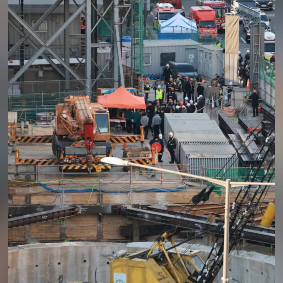 Steel reinforcement bars had collapsed, trapping workers at an underground roadway construction site.