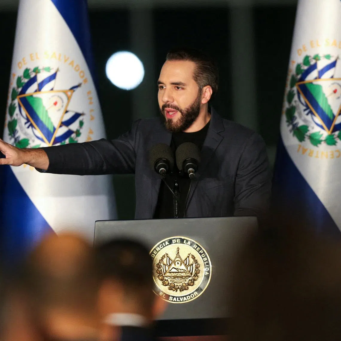 El Salvador's President Nayib Bukele speaks during an inaugural ceremony of the Attorney General's Office's new building in Antiguo Cuscatlan, El Salvador, May 19, 2026.REUTERS/Jose Cabezas
