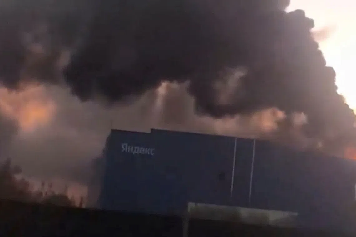 Smoke billowing from Yandex’s Sasovo hub in Russia - one of the company’s five large data centres, hosting tens of thousands of servers.