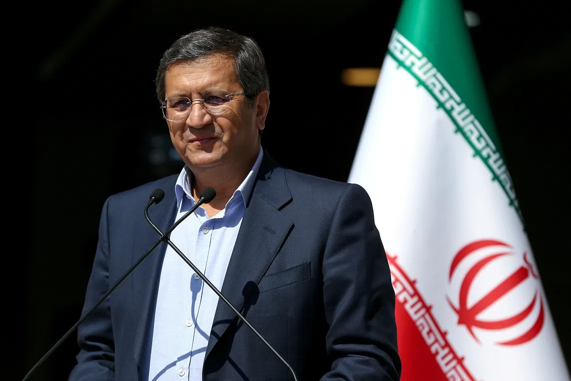 FILE PHOTO: Abdolnaser Hemmati speaks with journalists before the start of the last election debate, in Tehran, Iran June 12, 2021. Ayoub Ghaderi/YJC/WANA (West Asia News Agency) via REUTERS