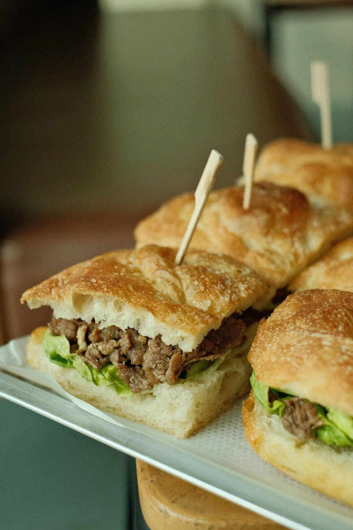 Big Mouth Bakehouse’s Thai Beef Salad focaccia sandwich.