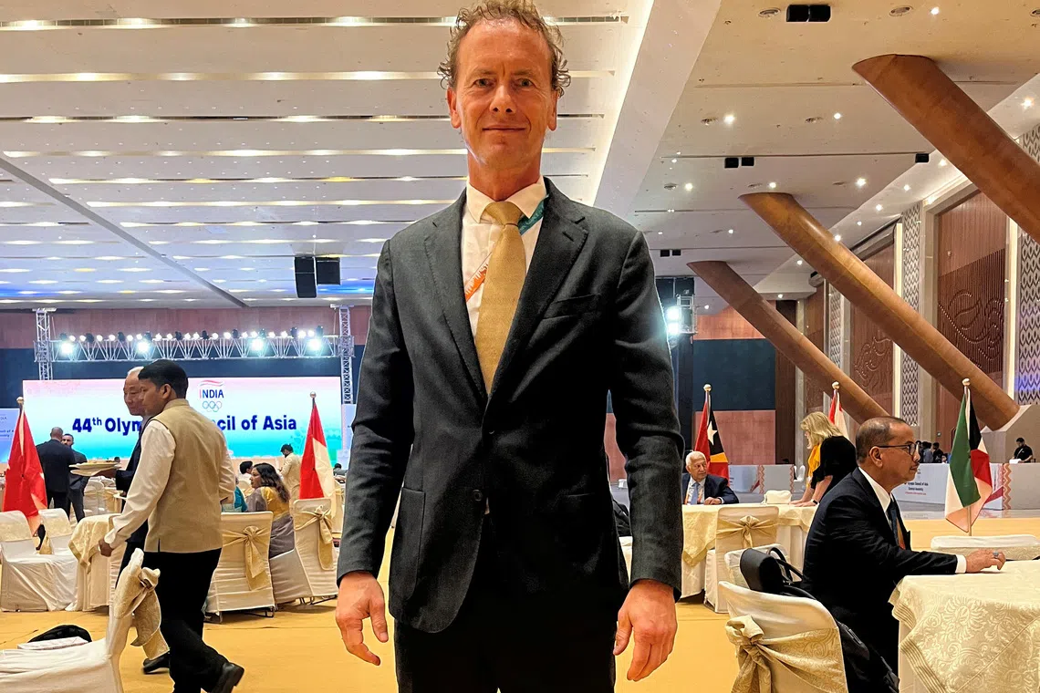 FILE PHOTO: World Boxing president Boris van der Vorst poses for a photograph at the Olympic Council of Asia general assembly in New Delhi, India, September 8, 2024. REUTERS/Amlan Chakraborty/ File Photo