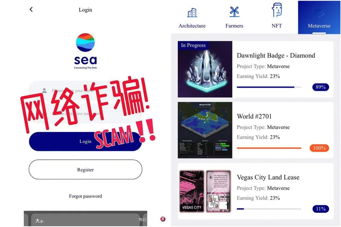 Ms Ong was told to log in to the unofficial website and invest in property and cryptocurrency related projects.