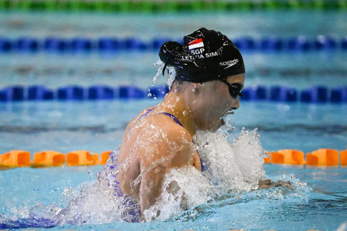 ST20230511-202328391583-Lim Yaohui-pixseagames11/
Letitia Sim in action in the Morodok Techo Aquatics Centre 
ST PHOTO: LIM YAOHUI