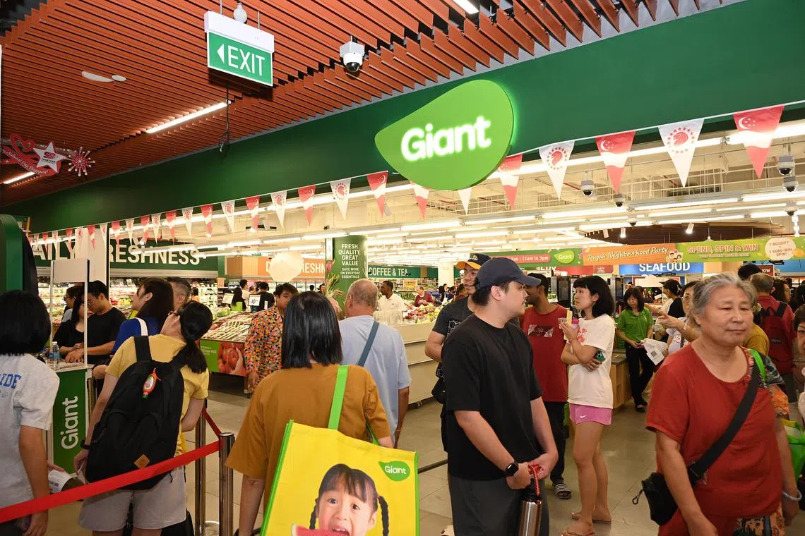Giant Singapore is hosting a National Day ?Block Party? event to mark the official opening of its new outlet at Plantation Plaza on 27 July 2024 . It is the first supermarket to open in Tengah.