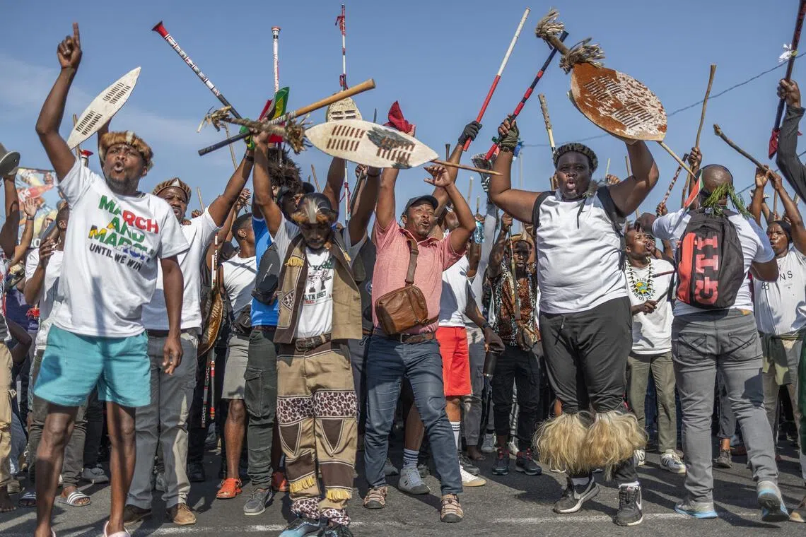 Locals attending a protest by members of the “March and March” movement in Umlazi township south-west of Durban on June 22.