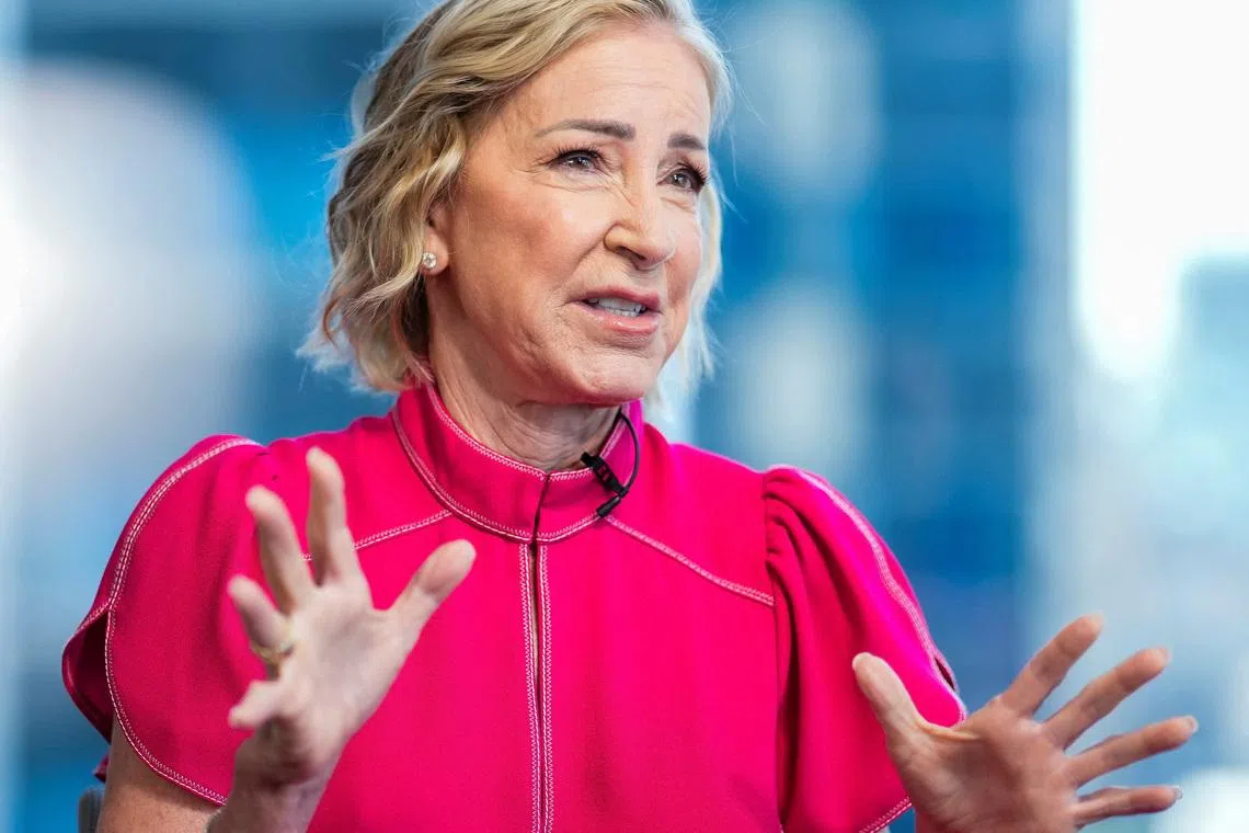 Tennis legend Chris Evert speaks during an interview with Reuters in New York City, U.S., June 10, 2026. REUTERS/Eduardo Munoz