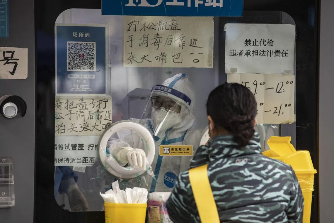 A Covid-19 testing booth in Shanghai, China, on Monday, Dec. 5, 2022.