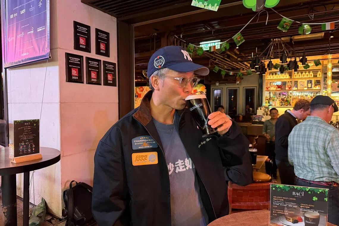 Content creator Kent Wong, or Uncle K as he is known online, at a bar in Hong Kong. He sees a silver lining in the city’s F&B slump and challenging economic conditions in recent years.
