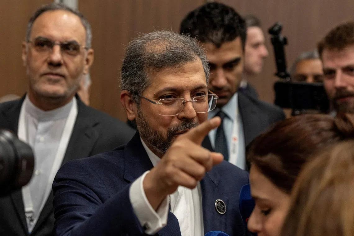 Iranian Deputy Foreign Minister Saeed Khatibzadeh speaks to reporters as he attends Antalya Diplomacy Forum in Antalya, Turkey, April 18, 2026. REUTERS/Umit Bektas