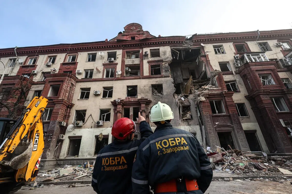 Four civilians were killed in a morning missile strike on a residential building in the southeastern city of Zaporizhzhia.